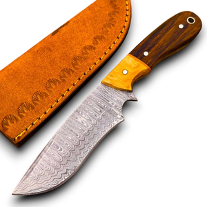 High Quality Damascus Steel Fixed Blade <b>Kitchen</b> & Camping <b>Knife</b> Handmade Razor <b>Sharp</b> DIY ODM with Leather Sheath Bulk - Product Image 1