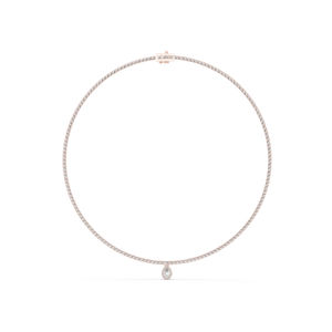 สร้อยคอทองคำ 14k สีเหลือง ประดับเพชรทรงลูกแพร์/ทรงกลม เพชรเพาะเลี้ยงสำหรับสวมใส่ทุกวันสำหรับผู้หญิง |   เพชรที่เพิ่งเพาะเลี้ยง - Product Image 3