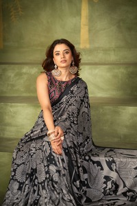 <b>Indian</b> Traditional Casual Saree Kalamkari Print Tussar Silk Fabric Recycled Materials for Daily Wear Women Comfortable Fancy - Product Image 6