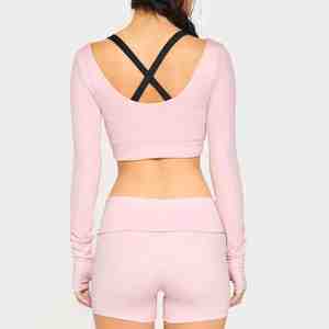 Conjuntos Deportivos para Mujer al por Mayor, Leggings con Cintura Cruzada en Contraste de Color y Corte en V, Ropa Deportiva para Gimnasio, Fitness, Yoga - Product Image 3