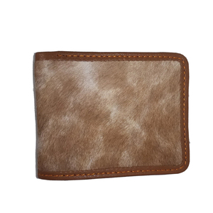 กระเป๋าสตางค์หนังวัวแท้สำหรับผู้ชาย กระเป๋าหนังลายขน ดีไซน์บางเฉียบ ทำมือ กระเป๋าสตางค์แบบพับสองตอน ทนทาน กระเป๋าหนังแท้ธรรมชาติ - Product Image 4