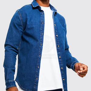 New Fashion Classic <b>Men</b> <b>Blue</b> Jeans <b>Shirt</b> Smart Casual Button Up Comfortable Fashion Forward Look - Product Image 4