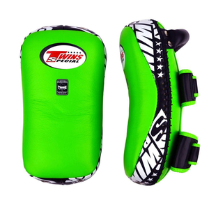 Twins Standard Curved Leather Kick Pads Green <b>Protective</b> Custom Made Boxing MMA Muay Thai Kick <b>Shields</b> - Product Image 1