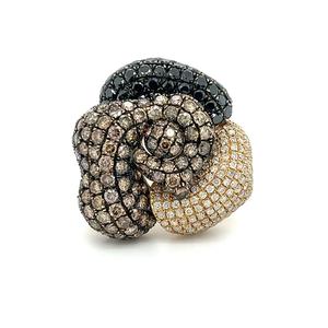 Anillo de Cóctel con Forma de Flor para Mujer, Joyería de Oro de 9K, Micro Pavé de Diamantes, Piedra Redonda Natural, Estilo Glamuroso, Anillo de Regalo para Fiesta - Product Image 2