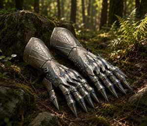 Guantes de Armadura de Caballero Modernos y Antiguos de Acero Inoxidable Plateado con Grabado y Esmalte Suave para Exhibición de Coleccionables de Arte - Product Image 5