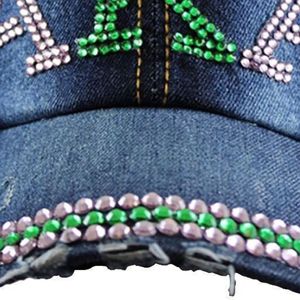 Gorra de béisbol vaquera AKA con pedrería, gorra de camionero ajustable con cristales brillantes y detalles desgastados, a la moda - Product Image 4