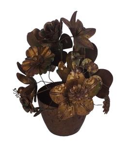 Pot de fleurs en fer moderne fait à la main avec un design de feuilles, décoration artistique pour l'extérieur, jardin et décoration murale pour la maison - Product Image 1