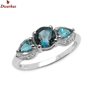 Elegant high quality gemstone 925 sterling silver natural blue topaz CZ multi gemstone ring engagement wedding rings - Product Image 1