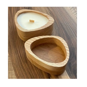 Bougie moderne en pot en bois, design personnalisé, style grain de bois, pour décoration intérieure, contenant en ciment robuste. - Product Image 3