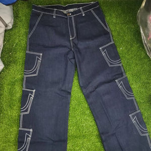 Jeans décontractés tendance, jeans cargo amples personnalisés avec boutons, pantalons pour hommes, denim pour hommes - Product Image 1