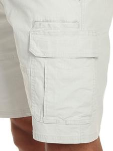 Shorts cargo gris clair pour homme, taille mi-haute, fermeture boutonnée, tissu Oxford, style décontracté Bermuda avec poches, respirant, 100% coton - Product Image 5