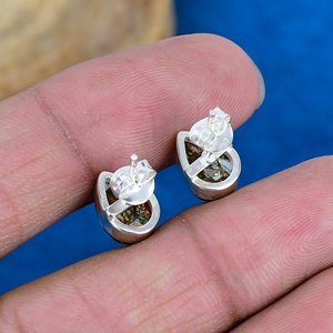 Natural Spiny Blue Oyster Turquoise Pear Shape Gemstone <b>Stud</b> Earring 925 Sterling <b>Silver</b> Finish - Product Image 4