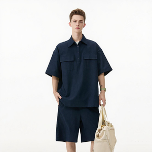 Ensemble de sport pour homme 2026 à séchage rapide, col anti-UV, chemise imprimée et short, 2 pièces, coupe décontractée, respirant, tricoté, pour l'été - Product Image 4