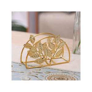 Porte-serviettes en métal moderne en forme de feuille de Ginkgo |   Distributeur de papier toilette vertical en fer noir |   Décoration de table de luxe pour restaurant et hôtel - Product Image 2