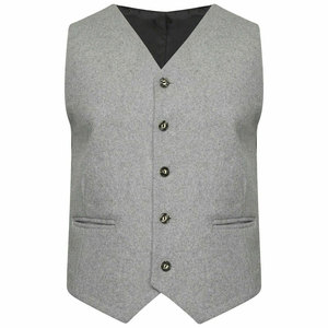 เสื้อกั๊กผู้ชายสไตล์สก็อตสีเทาอ่อนลายอาร์ไกล์ ผ้าขนสัตว์ ติดกระดุม 5 เม็ด รับผลิตตามสั่ง ขายส่ง - Product Image 3