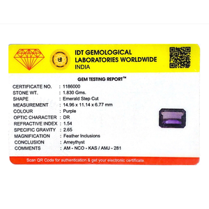 Certified Natural Amethyst 9.15 Carat Faceted Rectangle Loose Gemstone for Fine Jewelry - Product Image 4
