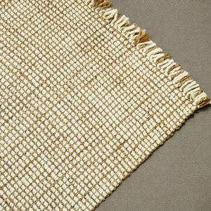 Alfombra Moderna Abstracta Hecha a Mano con Yute, Tejido Plano Texturizado en Beige Natural para Sala de Estar y Dormitorio - Product Image 2