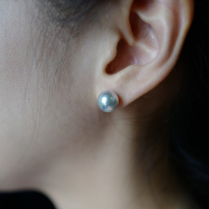 Pendientes de Botón Personalizables Huiyuan de Plata de Ley 925 con Perlas de Agua de Mar Akoya Gris Azul, Auténticas y Finas, para Hombre y Mujer - Product Image 4