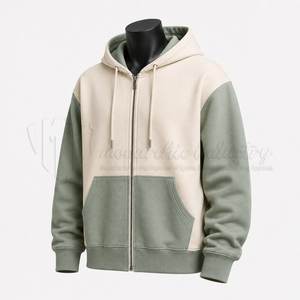 Custom Color Block Zip Up Hoodie <b>Men</b>’s Fleece Sweatshirt Hooded Jacket OEM ODM Wholesale Manufacturer Supplier - Product Image 3