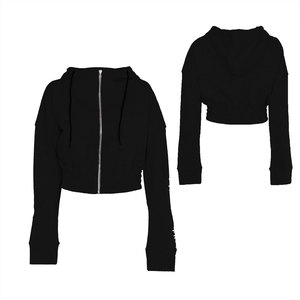 Sudadera con Capucha Corta de Invierno para Mujer, 100% Algodón, Personalizada, Talla Grande, Forro Polar, Bordada, Manga Larga, Transpirable - Product Image 3