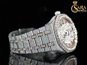 Luxury Two-Tone Stainless Steel Automatic Mechanical Watch Elegant Analog Dial Luxurious Moissanite Diamond <b>Studded</b> Classic - Product Image 4