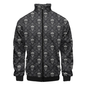 Blouson Bomber Moto Homme Uni Col Montant Fermeture Éclair Polyester/Nylon Coupe-Vent Hiver Coupe Droite - Product Image 1