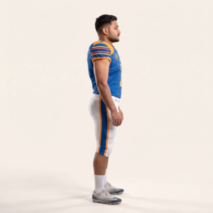 OEM Custom American Football Uniform Set Blue Orange V-Neck Jersey and <b>White</b> <b>Pants</b> Team Sportswear <b>Men</b> - Product Image 2