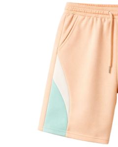 Men Peach Color Block Jersey Shorts Casual Summer Cotton Polyester Drawstring <b>Elastic</b> Waist Gym Sports Shorts Wear OEM Supplier - Product Image 3