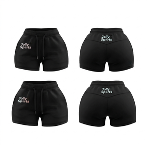 Shorts de sport pour femmes, 260 GSM, polyester et élasthanne, bleu ciel, ceinture à étoiles, impression par sublimation, logo personnalisé. - Product Image 2