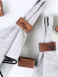 Wooden Napkin Rings Square Shape custom wedding handmade napkin Modern Design Personalized Wedding <b>Table</b> Decoration - Product Image 1