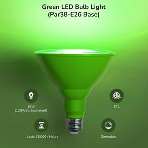 Lampadine LED PAR38 Verdi Dimmerabili da 18W (Equivalente a 120W) per Esterni, Resistenti alle Intemperie, per Decorazioni da Esterno - Product Image 4