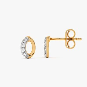 Pendientes de Aro Semicirculares con Diamantes Cultivados en Laboratorio en Oro Amarillo - Product Image 1
