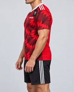 ชุดเสื้อฟุตบอลชาย CLAW INTL สีแดงดำ คอวี แขนยาว พิมพ์ลายแบบ Sublimation ผ้าโพลีเอสเตอร์ ระบายอากาศได้ดี แห้งเร็ว เป็นมิตรกับสิ่งแวดล้อม - Product Image 4