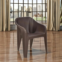 Chaise en plastique marron moderne et minimaliste, robuste, sans BPA, recyclable, capacité de charge de 120 kg, dossier solide inclinable, intérieur/extérieur
