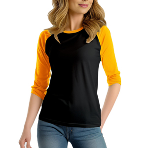 T-shirts Raglan à Ourlet Droit pour Femmes, Tailles Standard et Grandes Tailles, Manches Contrastantes, Personnalisables, Confortables pour le Quotidien – Vente en Gros - Product Image 4