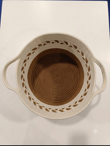 Panier de rangement rond pliable en corde de coton écologique, grand format, avec design multifonctionnel - Product Image 2