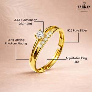 Hallmark Silver Stone Studded Double Band Gold Plated Fashion Ring - Product Image 5