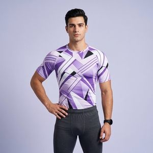 Wholesale Men Compression T Shirt Custom Sublimation Print Fitness Gym Workout Sports Base Layer Tight Athletic Training Wear - Product Image 1