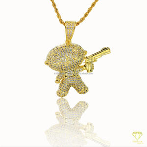 Pendentif de luxe à l'effigie d'un personnage de dessin animé avec diamant Moissanite VVS en argent sterling 925 - Product Image 3