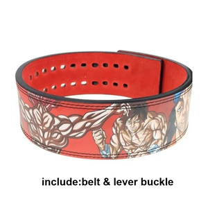 Adjustable Cowhide Weightlifting <b>Belt</b> Lever Buckle Non-Slip 15 lb Load Capacity <b>Red</b> Anime Design for Power Training Adult Use - Product Image 1
