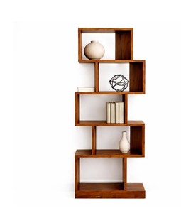 Wholesale Modern <b>Solid</b> Wood Bookshelf Zigzag <b>Wooden</b> Display Rack Free Standing Organizer for Living Room | Pindel Handicraft - Product Image 4