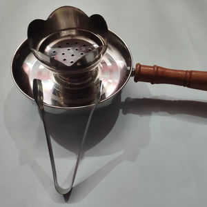 Quemador de incienso metálico con mango de madera |   Quemador de incienso Bakhoor resistente al calor para meditación y pooja en el hogar - Product Image 1