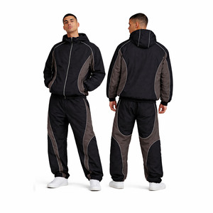 Lightweight Crinkle Nylon Tracksuit Men 2 Piece <b>Reflective</b> Windbreaker <b>Running</b> Sports <b>Jacket</b> and Pants Set - Product Image 3