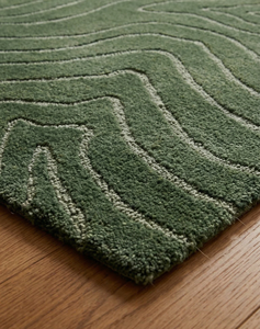 Modern Abstract Green Area Rug Rectangle Hand Knotted High Wool Acrylic <b>Cushioned</b> Jute Backing Pet Eco Friendly Living Room Use - Product Image 3
