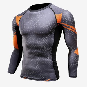 Men's Compression Shirts <b>Long</b> <b>Sleeve</b> Dry Workout BJJ Rash Guard MMA Quick Dry Athletic Compression Tops Men <b>Undershirts</b> OEM ODM - Product Image 1