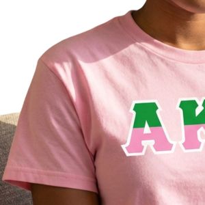 Camiseta AKA de dos tonos con letras griegas para mujer, camiseta rosa y verde para hermandades, ropa informal universitaria, top de verano - Product Image 3