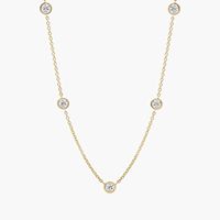 Collar de Lujo para Mujer con Diamantes Naturales de Corte Brillante Redondo en Engaste de Oro Blanco