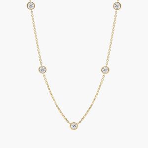 Diamond Station <b>Necklace</b> With Bezel Settings In White Gold - Product Image 1