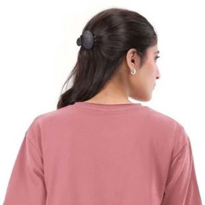 Camiseta de manga corta con cuello redondo para mujer, color rosa polvoriento, corte relajado, informal, básica, holgada, para uso diario, ropa de moda para mujer D - Product Image 4