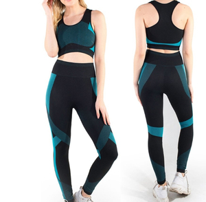 Custom Logo Women's 2-Piece Yoga Set Solid Color High Waist <b>Seamless</b> <b>Leggings</b> Zipper Hollow Out Design Breathable Activewear - Product Image 6